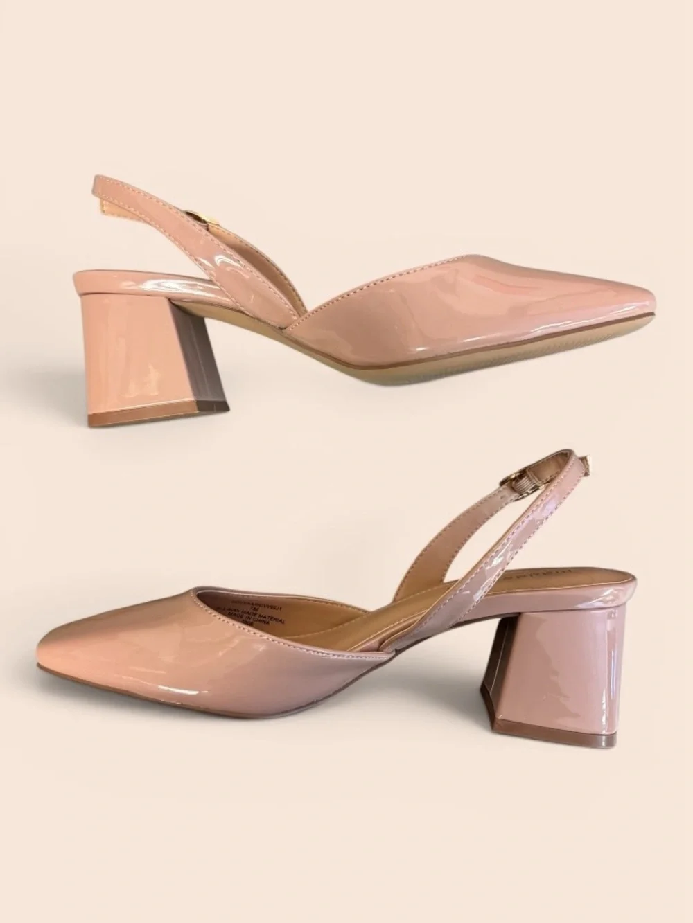 Madden Girl Novvaa Slingback Back Block Heel Blush Patent Size 7